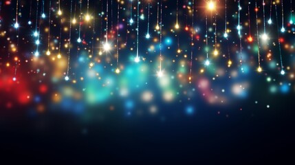 Abstract representation of festive lights with blurred dots in warm red, yellow, and orange hues