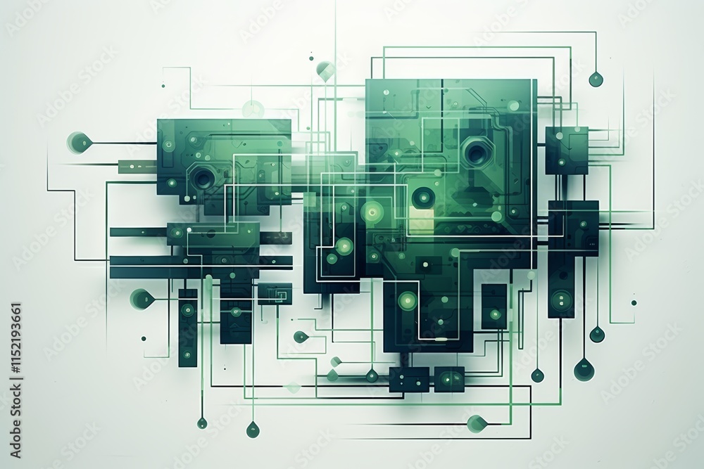 Poster exploring light green abstract shapes textured layering for unique visual effects