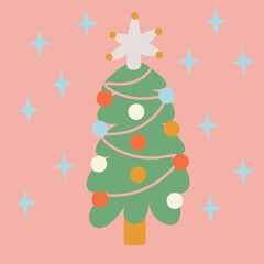 Christmas and New Year postcards in shape retro style in vector. Templates for backdrop background banner design