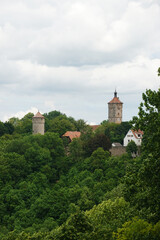 Fototapeta premium Old brick roofs in Rotenburg ob der Tauber, Germany