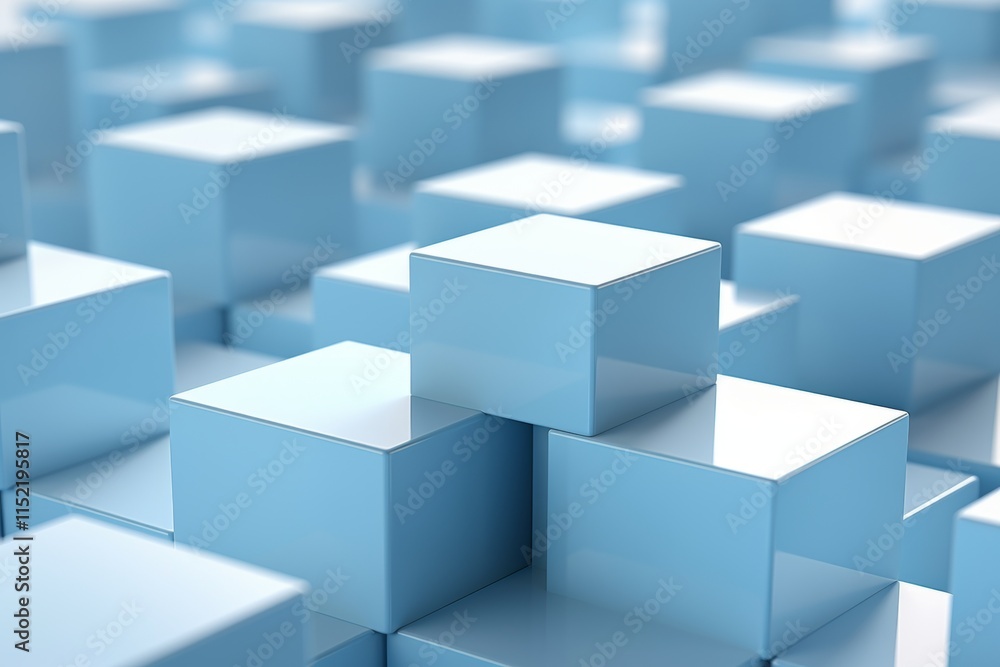 Poster mesmerizing cube illusions overlapping blue and white silhouettes creating 3d visual deception