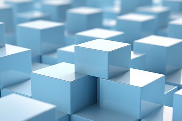 Obraz premium Mesmerizing cube illusions overlapping blue and white silhouettes creating 3d visual deception