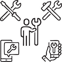 Equipment,Technical,Robotics,Electrical,Fitness gear,Crane Vector design icon symbol Set