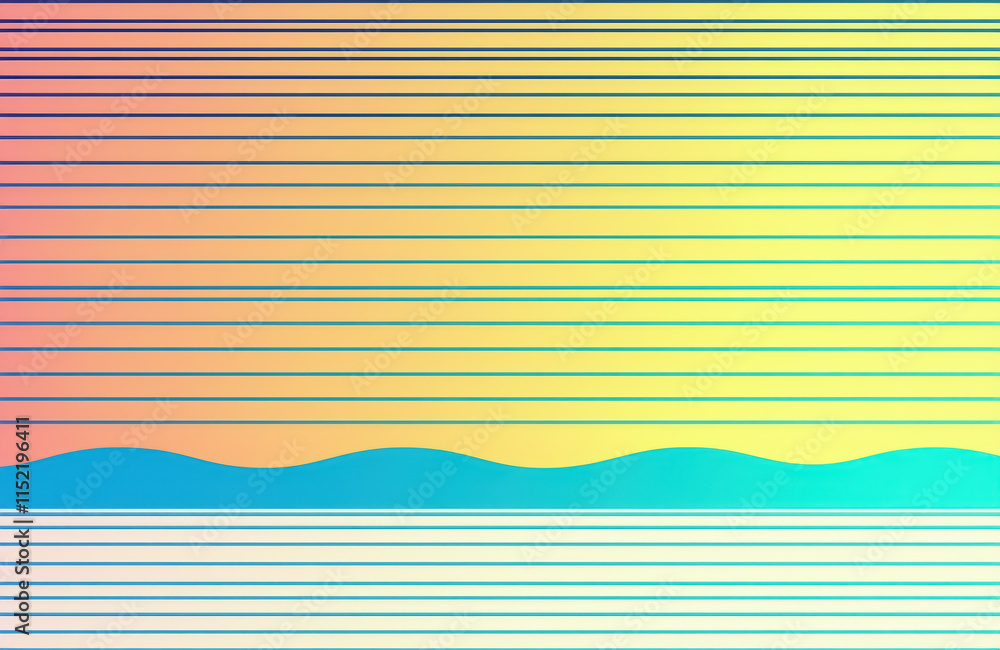 Poster vibrant gradient with horizontal lines and wave design