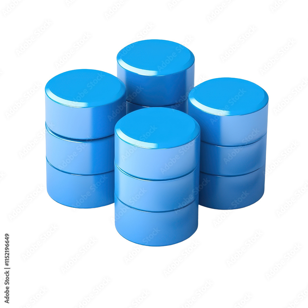 Aufkleber a cluster of glossy blue cylindrical objects stacked in a visually appealing arrangement.