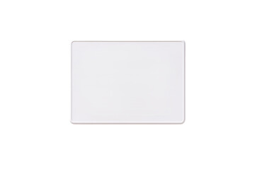 A simple white rectangular plate with smooth edges.