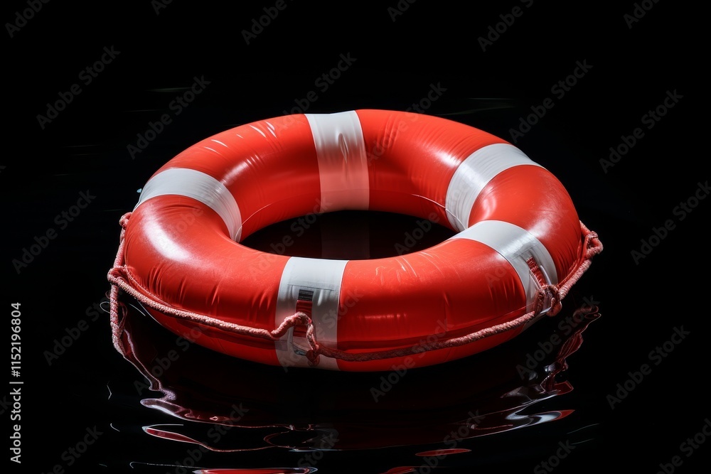 Poster minimalist design of life preserver in two colors with shadow and light on gray background