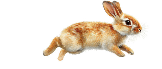 Bunny Hop: A charming brown rabbit with white markings leaps gracefully, capturing the essence of  joyful movement. 
