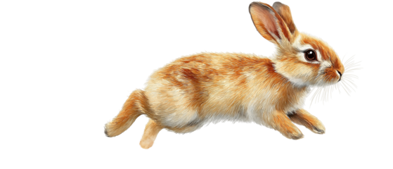 Bunny Hop: A charming brown rabbit with white markings leaps gracefully, capturing the essence of  joyful movement. 