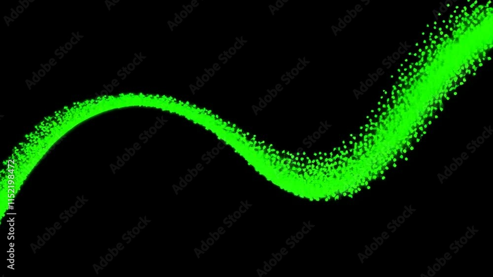 Poster Swirling green light trails against a deep black backdrop. Sparkling particles create an elegant, mesmerizing effect. Dynamic abstract background video.