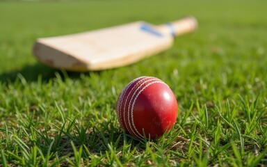 close up for Red Cricket ball for test match cricket