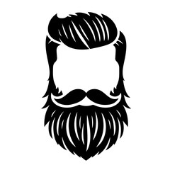 Stylish Man's Hair and Beard Silhouette for Design or Print