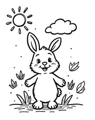  Cheerful Bunny Standing in Spring Garden Sunshine