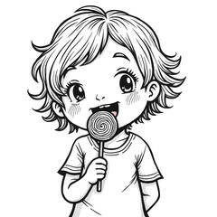  Child with Swirled Lollipop Sweet Expression Joy
