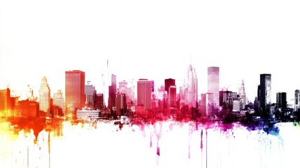 Fototapeta premium Vibrant Cityscape with High Contrast Colors