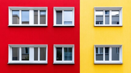 Fototapeta premium Vibrant Construction with Colorful Windows on a Bright Background