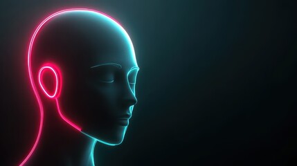Obraz premium Neon portrait, luminescent glow in the darkness. vibrant electric display of light and shadow