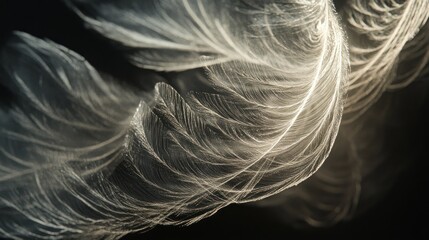 Obraz premium A close-up of delicate, swirling feathers creating an ethereal, light-filled composition.