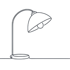  Minimalist desk lamp line drawing on white background.