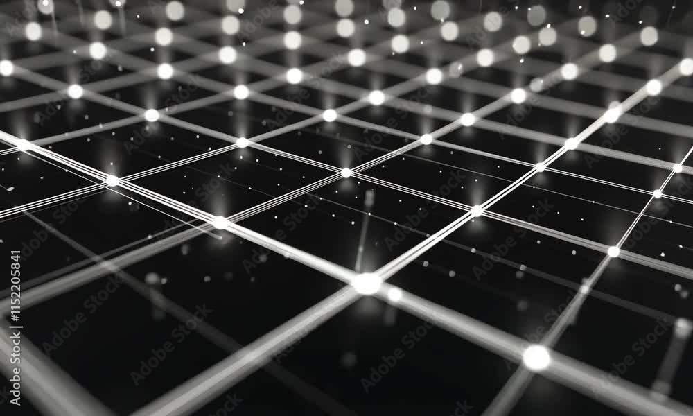 Aufkleber abstract digital network grid illuminated nodes connections futuristic technology background
