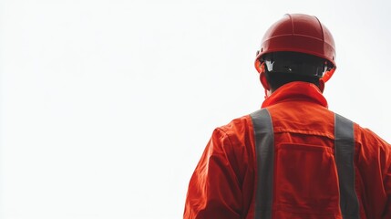 Obraz premium Worker in Safety Gear Against White Background