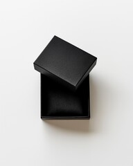 Open black box on white background - minimalist design and space concept