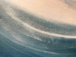 Close up of random brushed paint in blue and white paint finis, with curve pattern. Seamless random brush strokes curvy blue and white paint seamless background texture, on a canvas.
