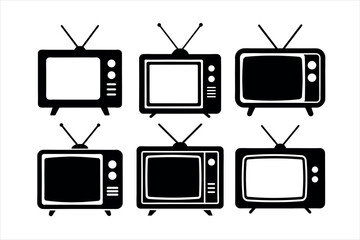 Tv silhouette vector icon set design