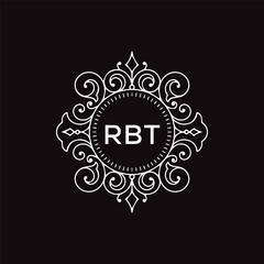 RBT letter logo design with black background in illustrator, vector logo modern alphabet font overlap style. calligraphy designs for logo, Poster, Invitation, etc.	