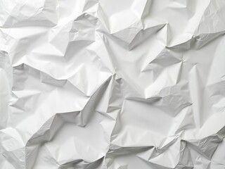 Obraz premium Crumpled White Texture Background, Abstract Wrinkled Paper, Seamless Crinkle Pattern, Modern Minimalist Surface Design, Blank Sheet Texture, Creative Paper Material, Light and Shadow Backdrop
