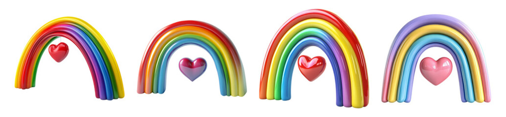 Obraz premium Colorful Rainbows on Transparent Background