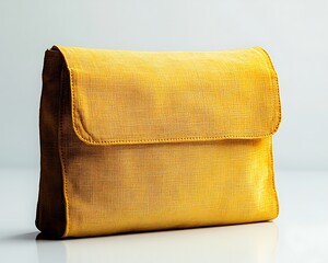 Clean, empty yellow messenger bag mockup with fabric texture and light creases, HD shot