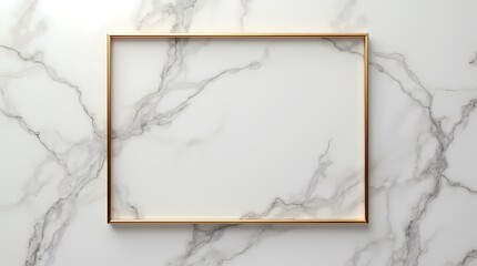 Thin gold frame on marble background