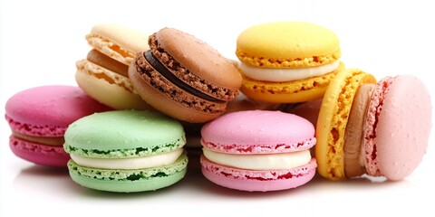 Fototapeta premium Colorful French Macarons Pastry Dessert Sweets Bakery Food