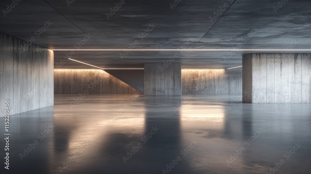 Poster dramatic architecture with softly lit pathways