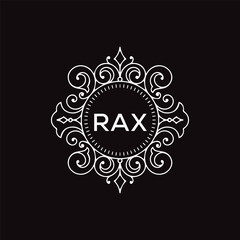 RAX letter logo design with black background in illustrator, vector logo modern alphabet font overlap style. calligraphy designs for logo, Poster, Invitation, etc.	