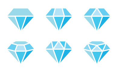 diamonds icon set. Gemstone diamond collection. precious crystal stones. Diamond icons flat styles editable stock for mobile and web designs. Rich symbols collection isolated on white background.
