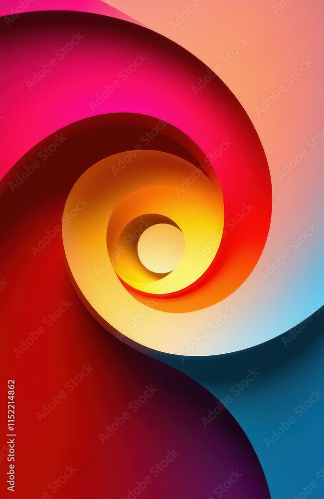 Poster vibrant colorful spiral abstract design with warm tones and smooth gradient