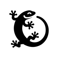 Simple Black Silhouette of a Lizard