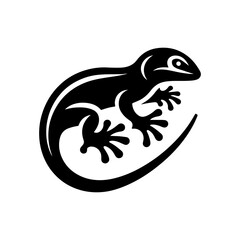 Simple Black Silhouette of a Lizard
