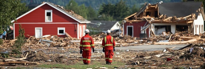 Emergency Response Team Assessing Damage in Aftermath of Devastating Natural Disaster