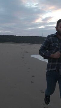 Man Running Seaside