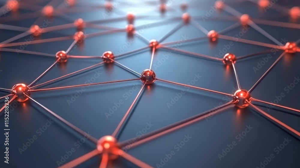 Poster intricate network of interconnected copper spheres, visual representation of technology, connection 