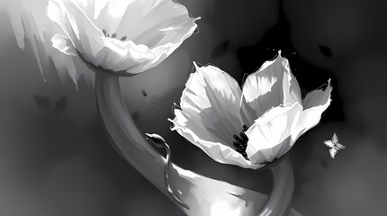 white tulip on black