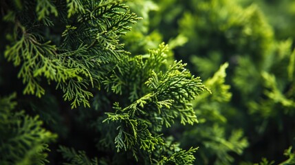 Thuja Greenery: Lush Conifer Background with Softwood Texture