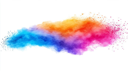 Create a vibrant explosion of colorful powder clouds in mid-air, set against a clean white background.