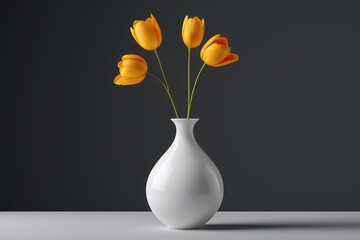 there is a white vase with yellow flowers in it