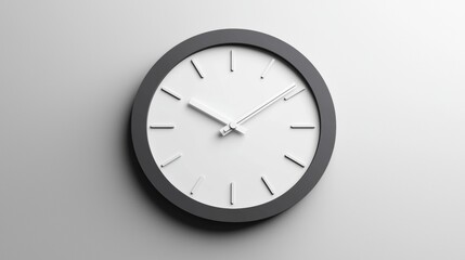 Minimalist wall clock displaying time with simple design and clean lines on a white background