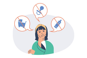 Childfree by choice web concept with flat cartoon people for website design.