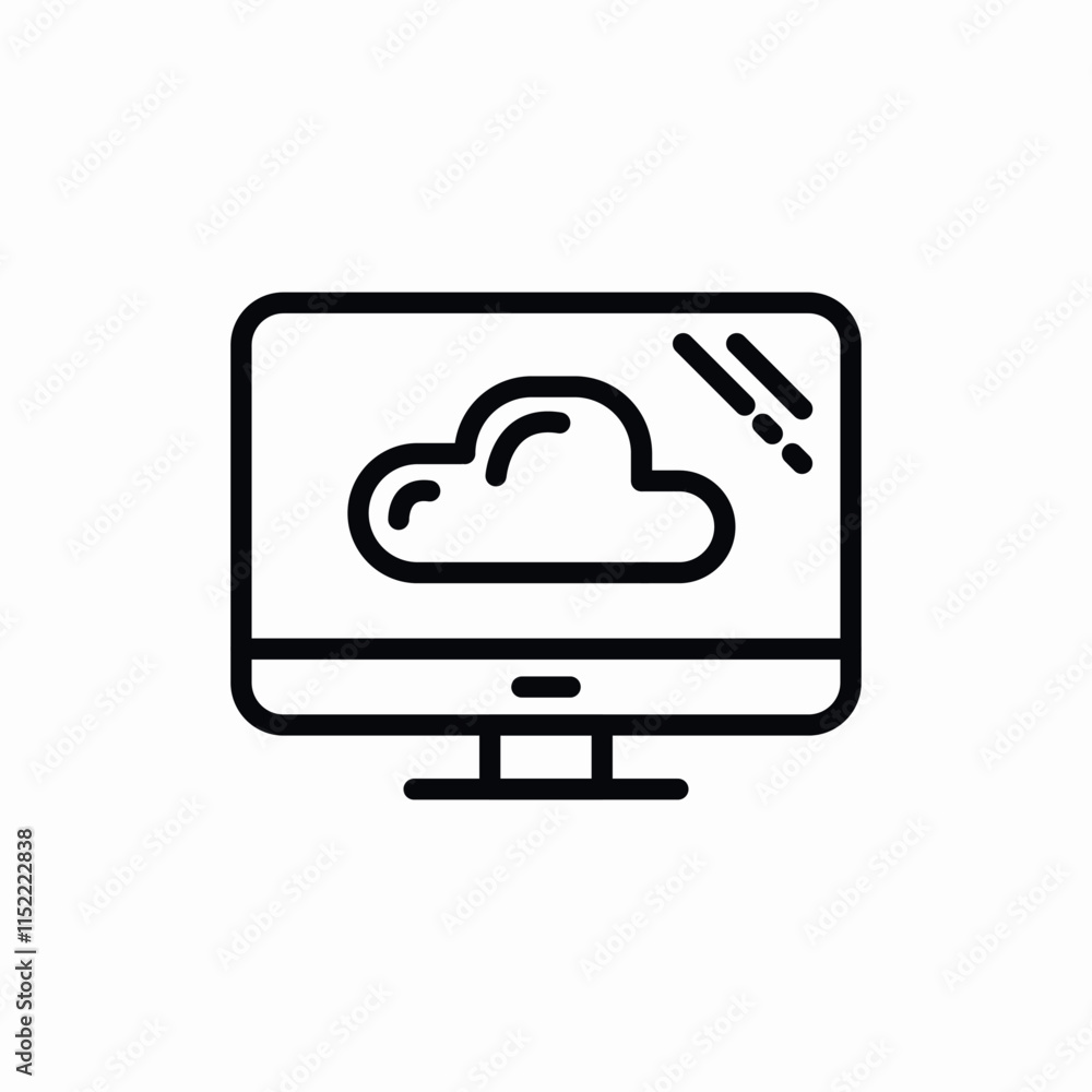 Poster pc computer cloud computing network monitor icon
